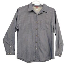 The North Face Mens Black White Micro Check Long Sleeve Button Down Shirt Large